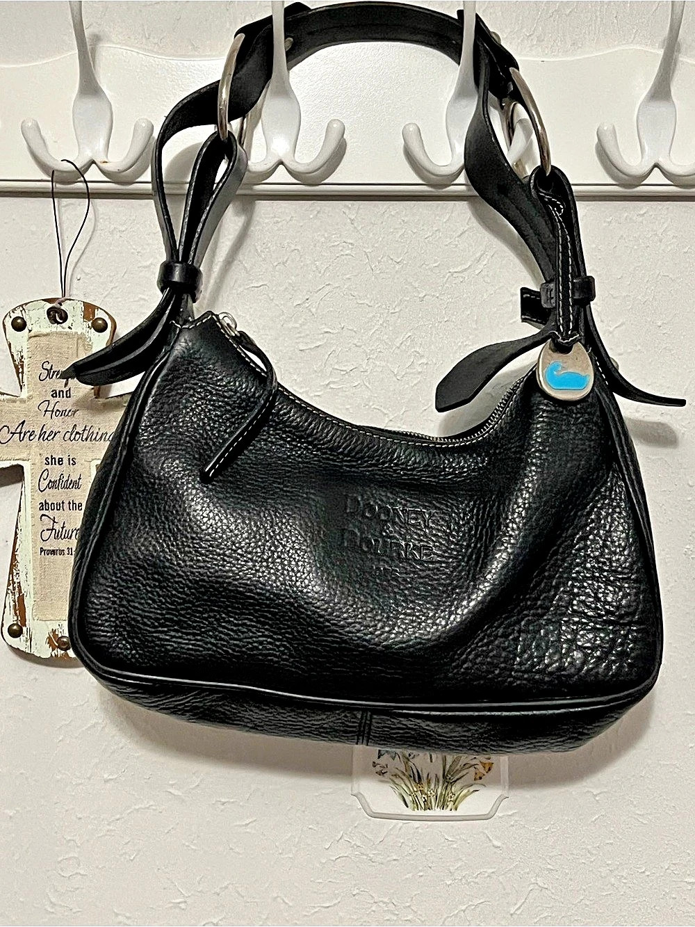 Dooney & Bourke 1975 Black Pebbled Leather Hobo Bag
